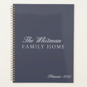 Elegante naam Familie Home Slate Grey Planner (Voorkant)