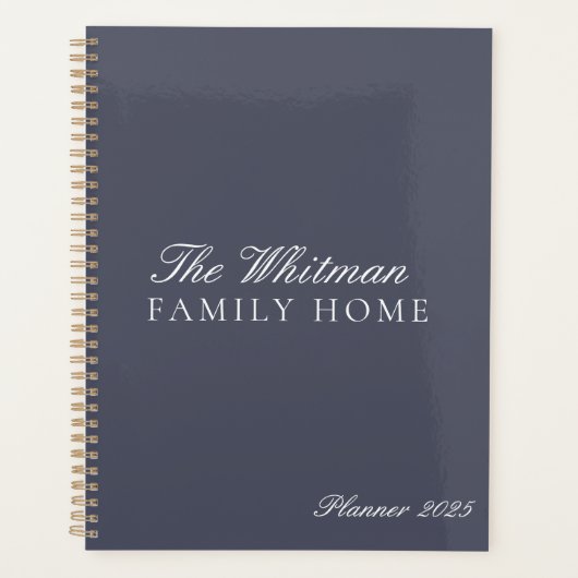 Elegante naam Familie Home Slate Grey Planner (Voorkant)