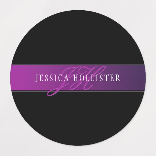 Elegante naam & geïnitialiseerd monogram labels (Design 1)