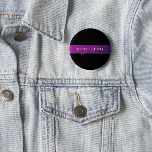 Elegante naam & geïnitialiseerd monogram ronde button 5,7 cm (In situ)