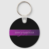 Elegante naam & geïnitialiseerd monogram sleutelhanger (Voorkant)