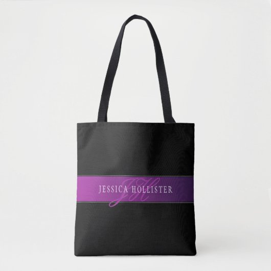 Elegante naam & geïnitialiseerd monogram tote bag (Voorkant)