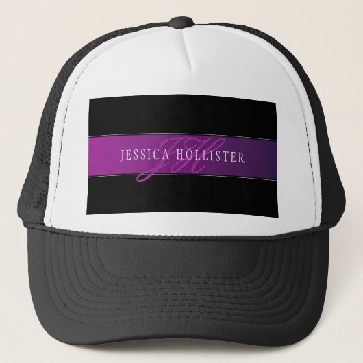 Elegante naam & geïnitialiseerd monogram trucker pet (Voorkant)