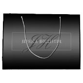 Elegante naam & geïnitialiseerde monogram | Zwart Groot Cadeauzakje (Achterkant)