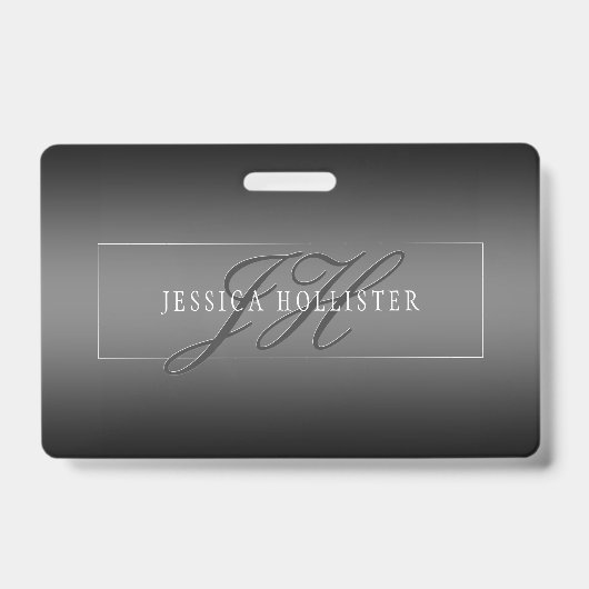 Elegante naam & geïnitialiseerde monogrammen | Zwa Badge (Voorzijde)