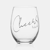 Elegante naam Gepersonaliseerde Proost Wijnglas Zonder Voet (Voorkant)