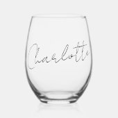 Elegante naam in handgeschreven stijlscript wijnglas zonder voet (Voorkant)