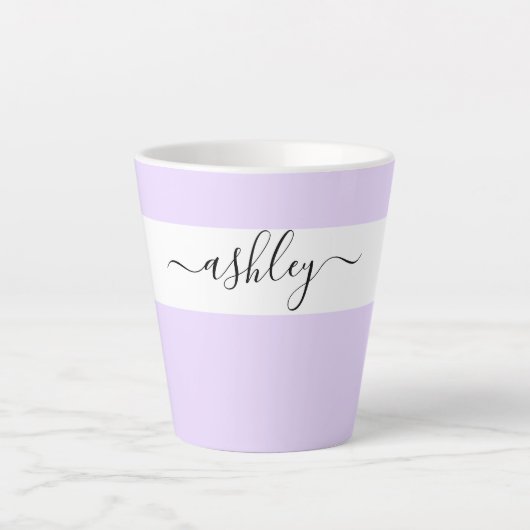 Elegante naam in script typografie lavendel latte mok (Voorkant)