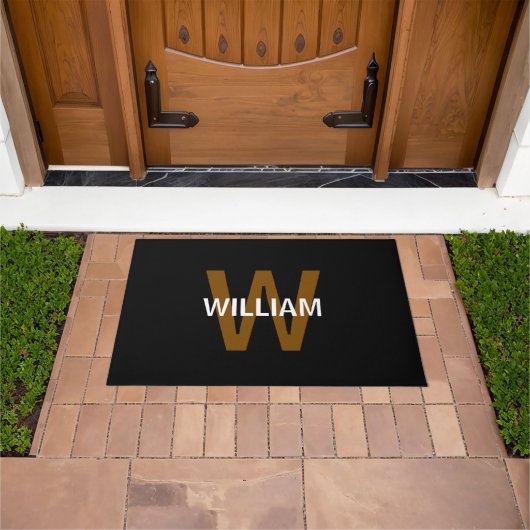 Elegante naam in zwart-wit monogram deurmat (Buiten)