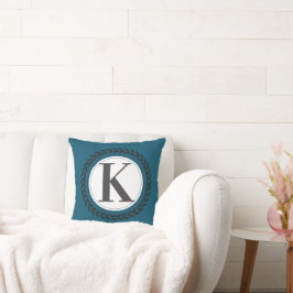 Elegante naam initiaal blauwe monogram   kussen
