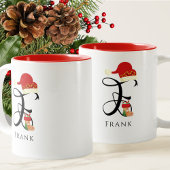 Elegante naam Initiaal Modern letter F Holiday Tweekleurige Koffiemok
