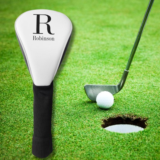 Elegante naam Initiaal Monogram Modern Zwart Golfheadcover