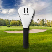 Elegante naam Initiaal Monogram Modern Zwart Golfheadcover