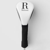 Elegante naam initiële monogram moderne zwart golfheadcover (Voorkant)