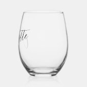 Elegante naam kalligrafie script wijnglas zonder voet (Links)