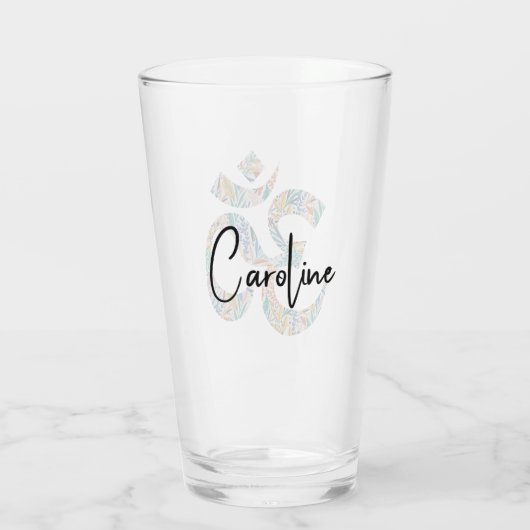 Elegante naam, kleurrijke botanische OM symbool 16 Glas (Achterkant)