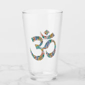 Elegante naam, kleurrijke botanische OM symbool 16 Glas (Voorkant)