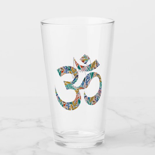 Elegante naam, kleurrijke botanische OM symbool 16 Glas (Voorkant)