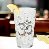 Elegante naam, kleurrijke botanische OM symbool 16 Glas