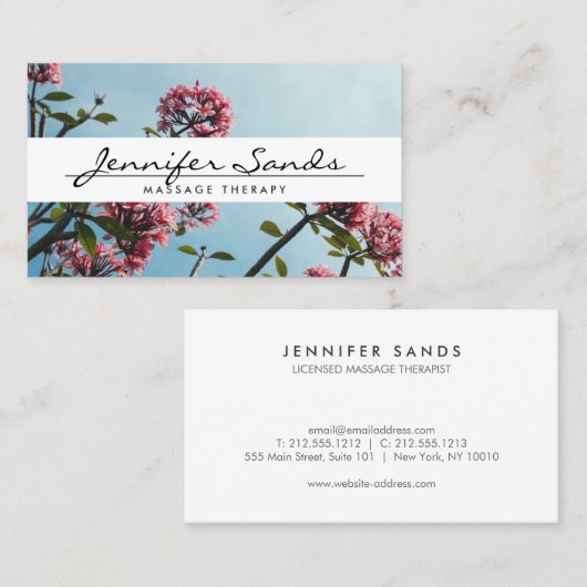 ELEGANTE NAAM met CHERRY BLOSSOMS II Visitekaartje (Voorkant / Achterkant)