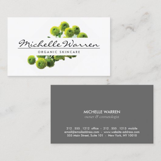 ELEGANTE NAAM MET GROENE MOEDERS BLOEMEN VISITEKAARTJE (Voorkant / Achterkant)