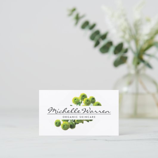 ELEGANTE NAAM MET GROENE MOEDERS BLOEMEN VISITEKAARTJE (Staand voorkant)