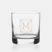 Elegante naam met monogram, gepersonaliseerd whisky glas (Achterkant)
