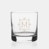 Elegante naam met monogram, gepersonaliseerd whisky glas (Voorkant)