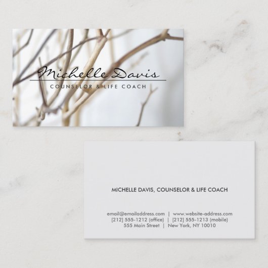 ELEGANTE NAAM met TREE BRANCHES Visitekaartje (Voorkant / Achterkant)