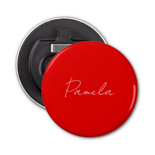 Elegante naam Minimalist Klassiek Warm Rood Button Flesopener