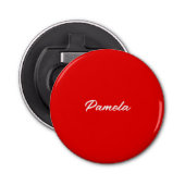 Elegante naam Minimalist Klassiek Warm Rood Button Flesopener (Voorkant)