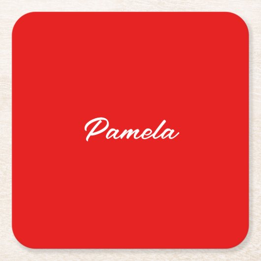 Elegante naam Minimalist Klassiek Warm Rood Kartonnen Onderzetters (Voorkant)