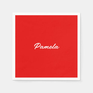 Elegante naam Minimalist Klassiek Warm Rood Servet