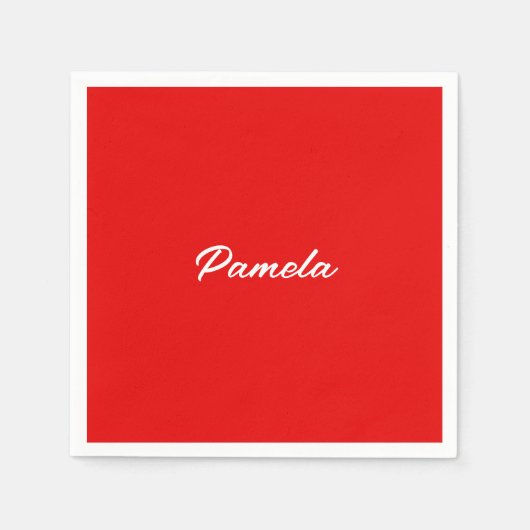 Elegante naam Minimalist Klassiek Warm Rood Servet (Voorkant)