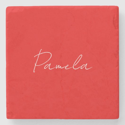 Elegante naam Minimalist Klassiek Warm Rood Stenen Onderzetter (Voorkant)