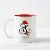 Elegante naam Modern Initiaal Letter S Christmas Tweekleurige Koffiemok (Links)