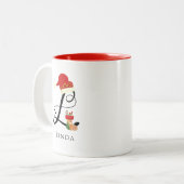 Elegante naam Modern Monogram Letter L Christmas Tweekleurige Koffiemok (Voorkant links)