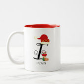 Elegante naam Modern Script Alle Letter I Christma Tweekleurige Koffiemok (Links)