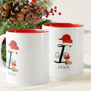 Elegante naam Modern Script Alle Letter I Christma Tweekleurige Koffiemok