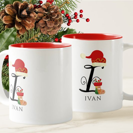 Elegante naam Modern Script Alle Letter I Christma Tweekleurige Koffiemok