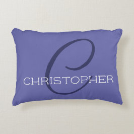 Elegante naam monogram C initiaal periwinkleblauw Accent Kussen
