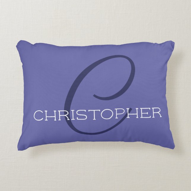 Elegante naam monogram C initiaal periwinkleblauw Accent Kussen (Voorkant)