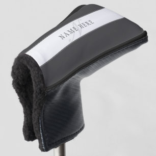 Elegante naam & monogram Donker- & lichtgrijs Golfheadcover