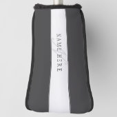 Elegante naam & monogram | Donker- & lichtgrijs Golfheadcover (Draai 90)