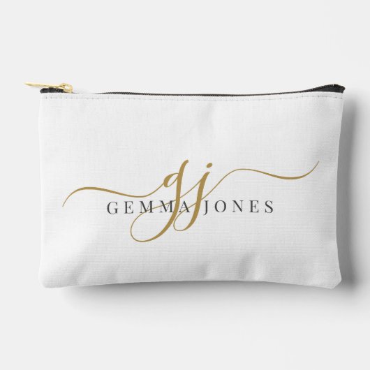 Elegante naam monogram in goud schrift etui (Voorkant)