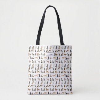 Elegante naam Monogram Kattenrassen Tote Bag