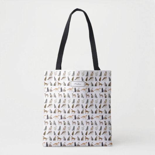 Elegante naam Monogram Kattenrassen Tote Bag (Voorkant)