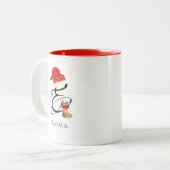 Elegante naam Monogram Script Letter E Christmas Tweekleurige Koffiemok (Voorkant links)