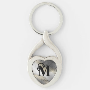 Elegante naam Monogram Zwart en Goud Sleutelhanger