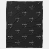 Elegante naam & Monogram | Zwart, Wit & Grijs Fleece Deken (Voorkant)